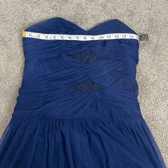 Eva Brazzi Black Tie Navy Blue Lace Front Strapless Chiffon Evening Gown. Size 8 - Picture 15 of 16